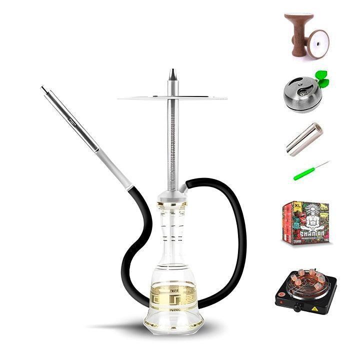 HJ SAOCCA Hookah with Bohemian Base Shisha Set - Silver