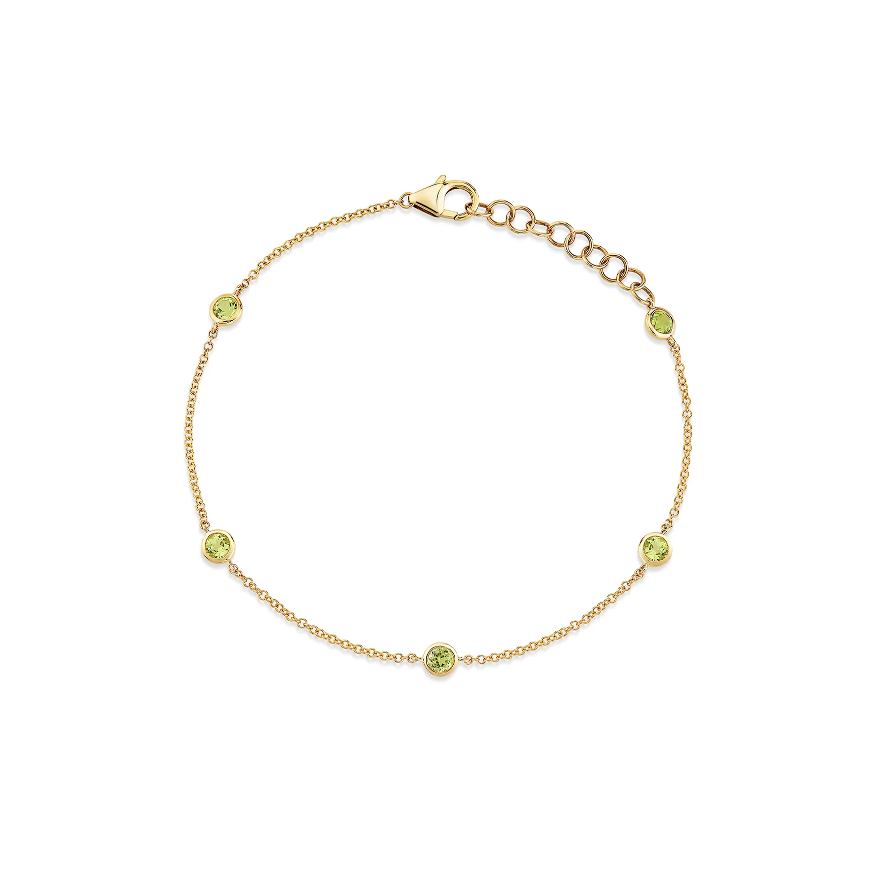 Always On Bezel Bracelet - Peridot / 14k Yellow Gold