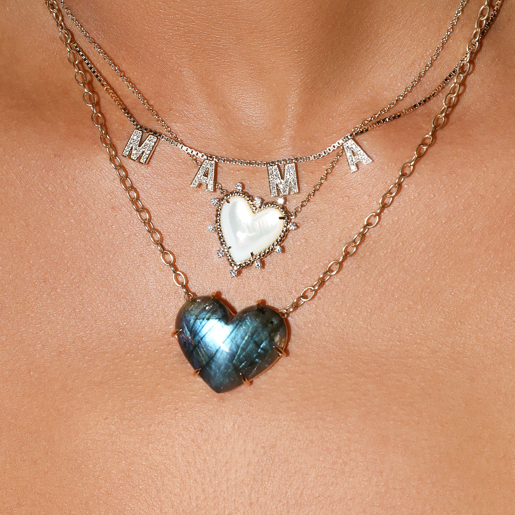 Ultimate Juicy Heart Necklace - Labradorite / 14k Yellow Gold