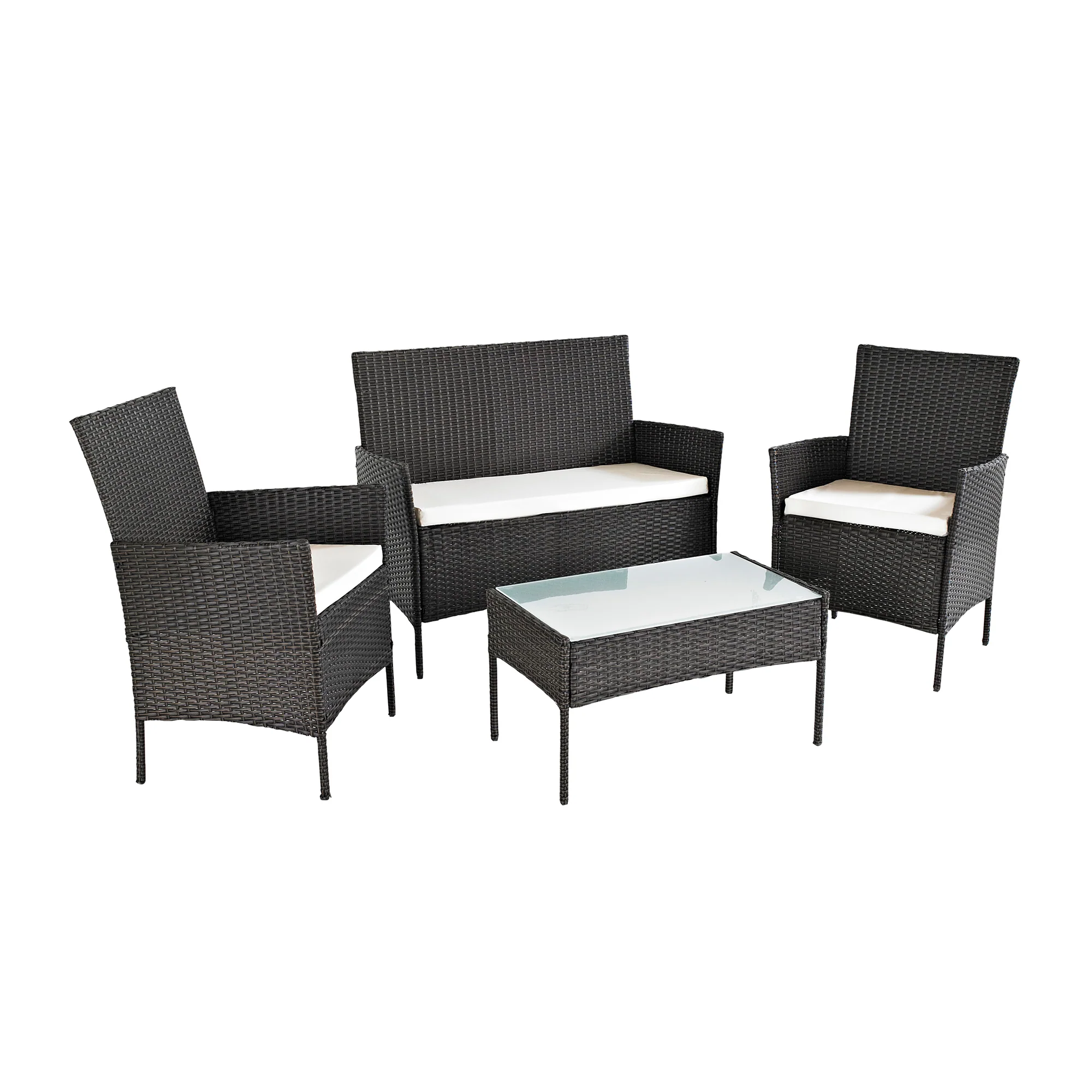 Neo Brown 4 Piece Rattan Outdoor Furniture Garden Sofa Set