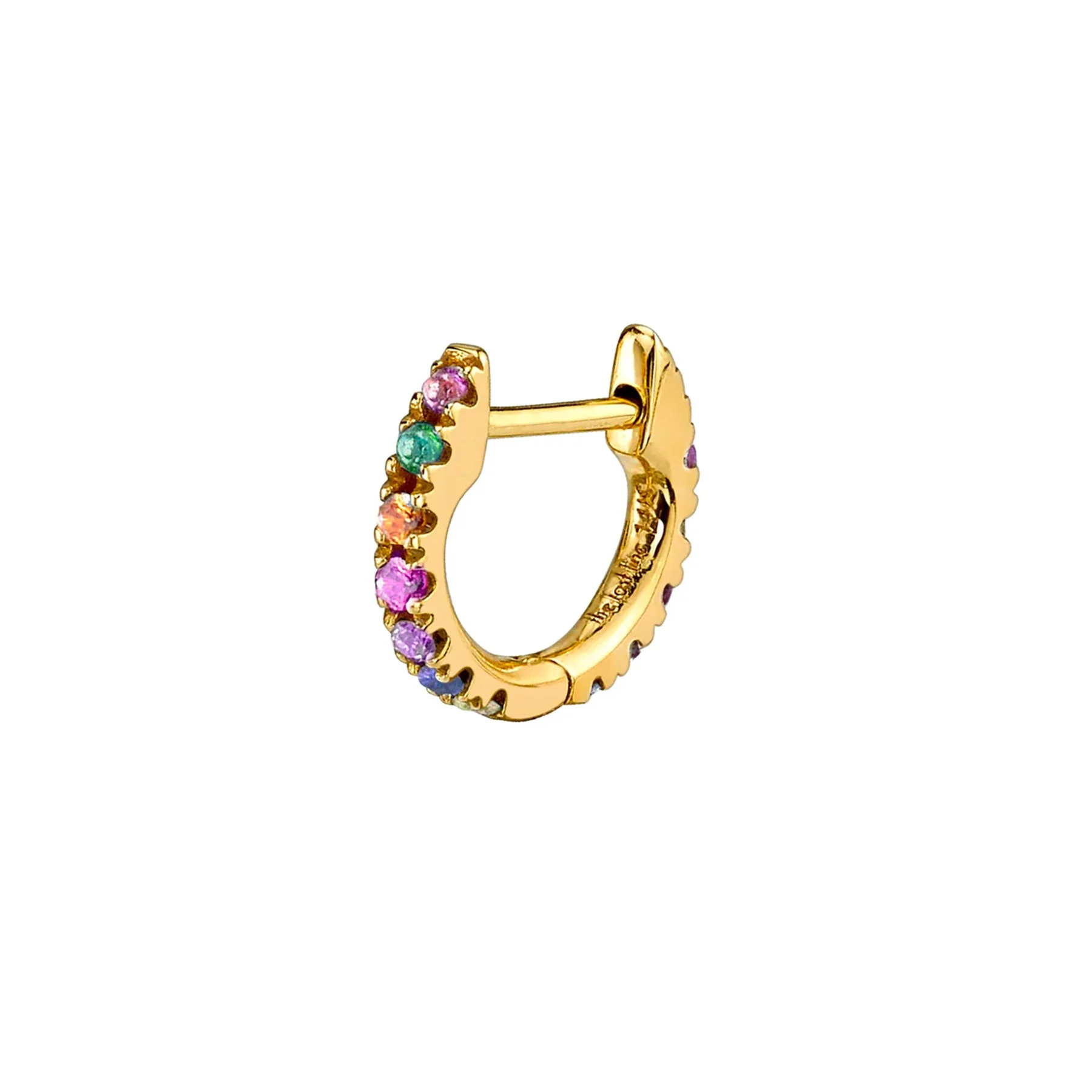 The Small Huggie -?Rainbow / 14k Yellow Gold