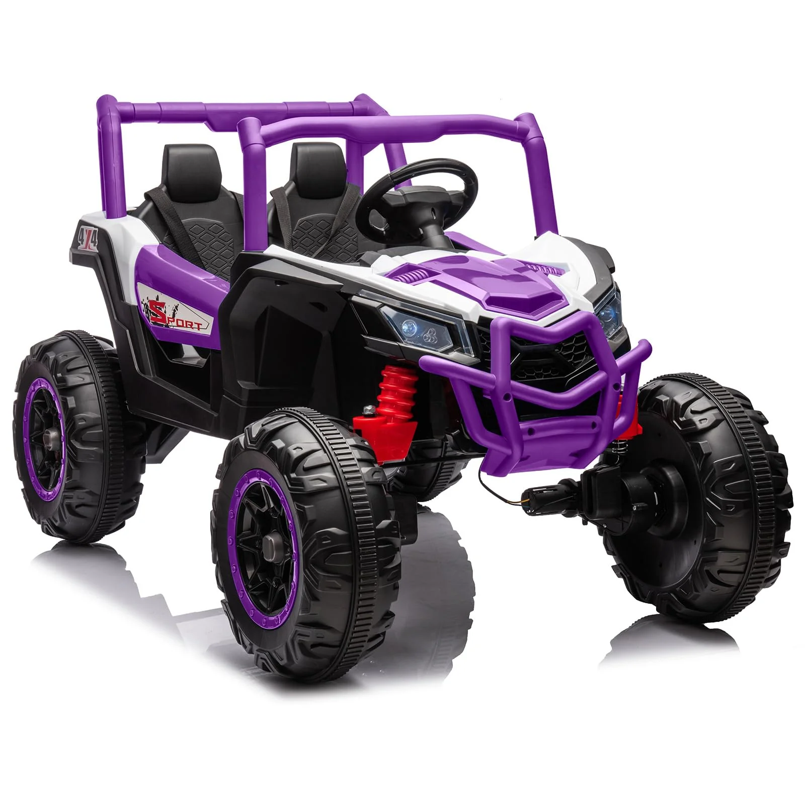Garvee 2 Seater Ride on Car for Kids, 24V Powered Electric Off-Road UTV Ride Toy, 4WD Electric Vehicle with Remote Control, LED Lights, Bluetooth, 3 Speeds, Horn, 2 Spring Suspension