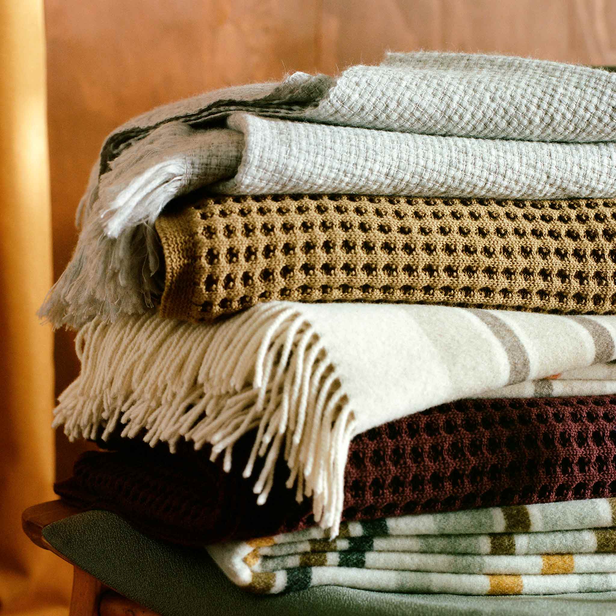 Striped Lambswool Throw Blanket