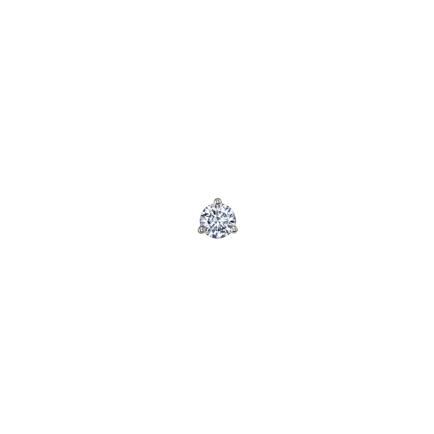 Round Stud #4 - White Diamond / 14k White Gold