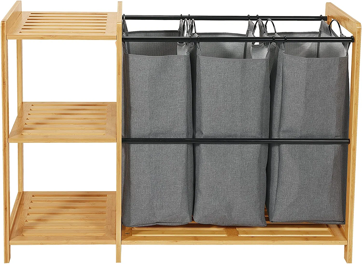 Bamboo Laundry Hamper with Compartments