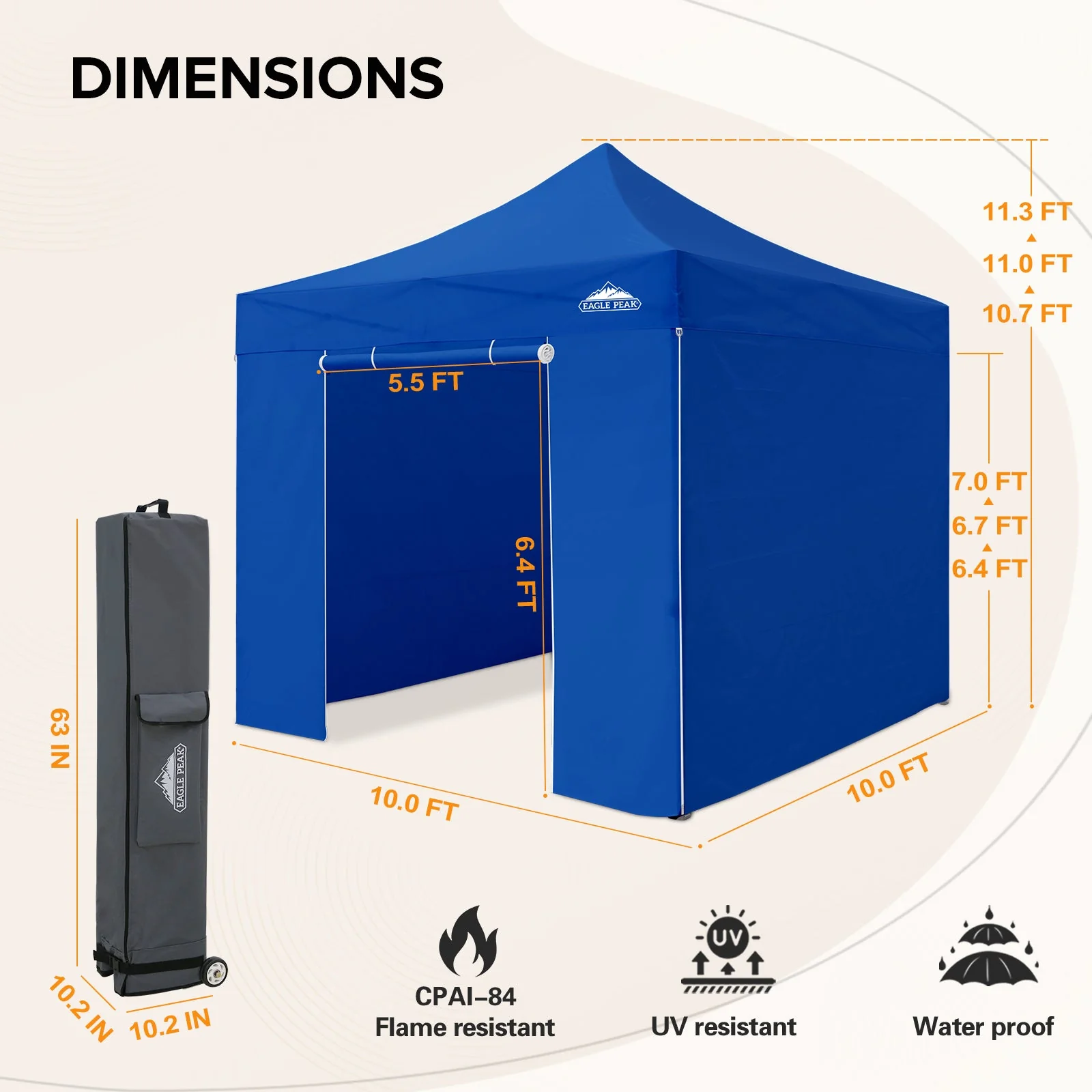 10x10 Heavy Duty Pop up Commercial Canopy with Removable Sidewalls