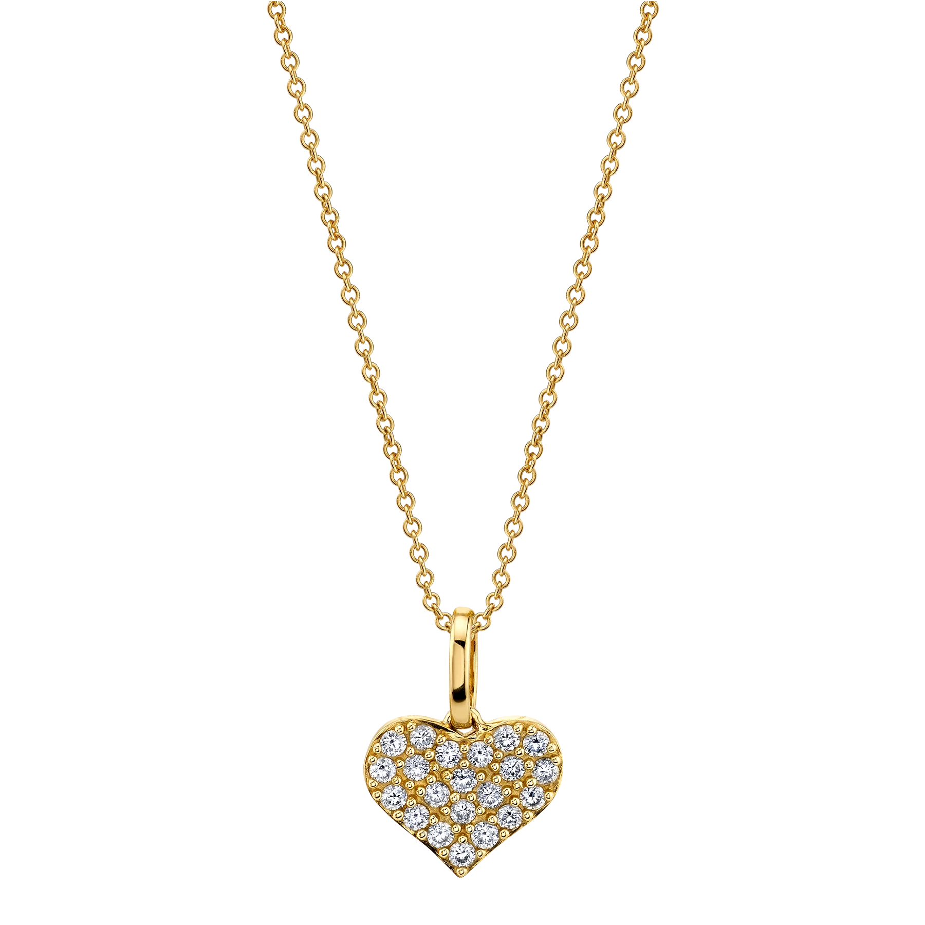Pav��| Heart Pendant - White Diamond / 14k Yellow Gold