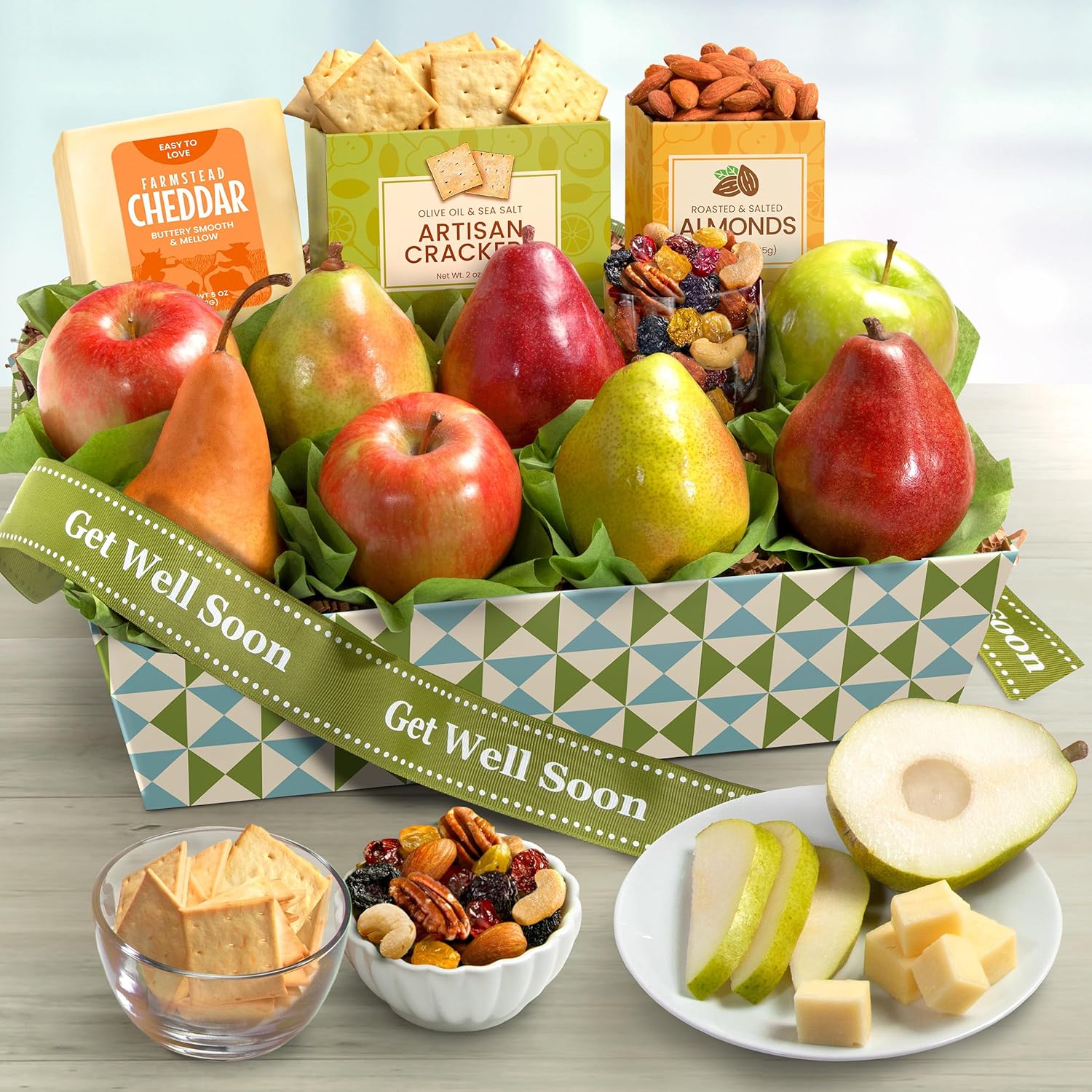 Happy Holidays Fresh Fruit Basket with Cheese and Nuts