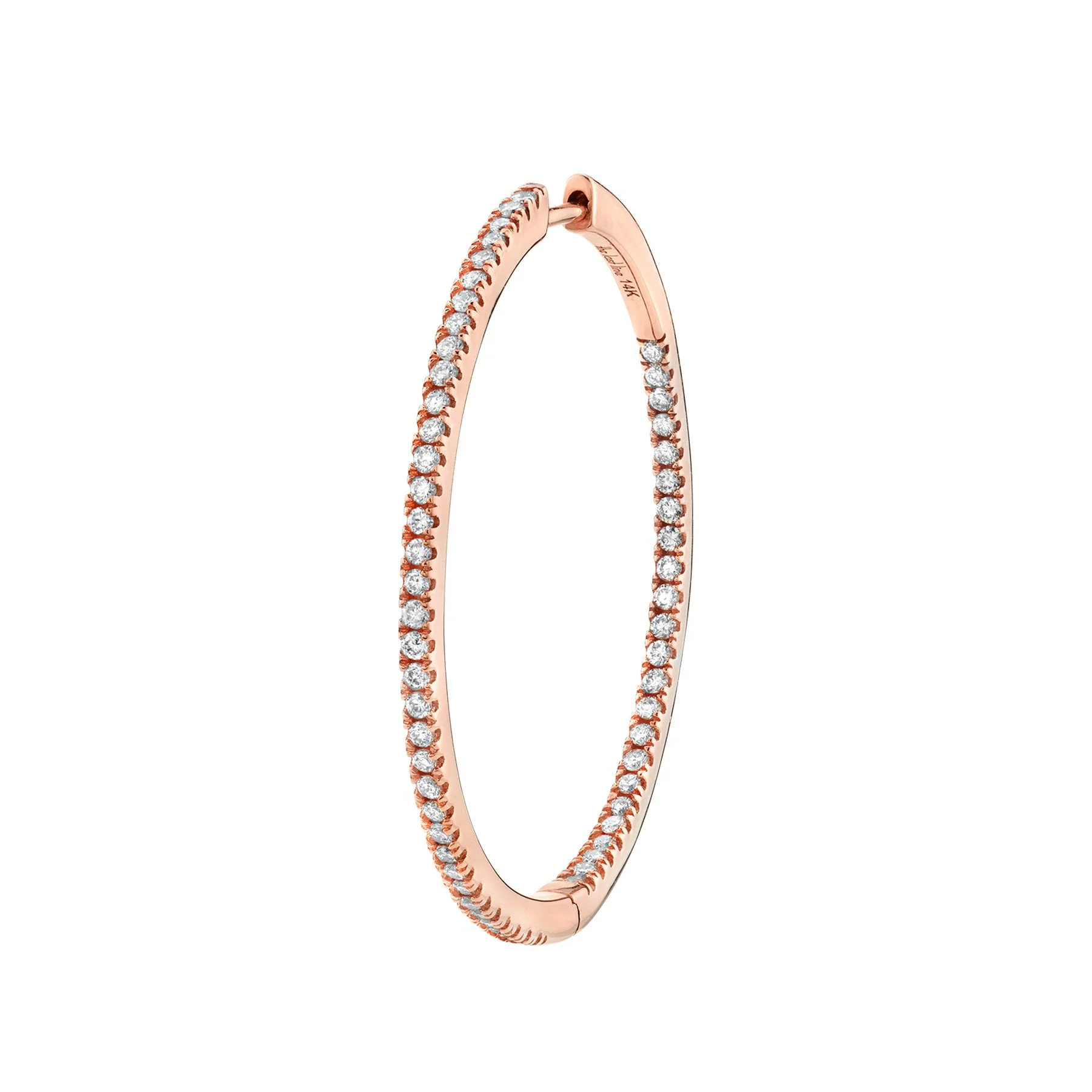 Extra Large Inside Out Hoop - White Diamond / 14k Rose Gold