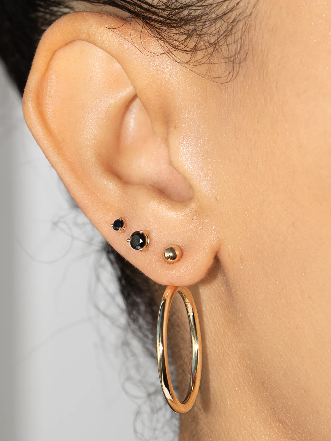 Round Stud #1 - Black Diamond / 14k Yellow Gold