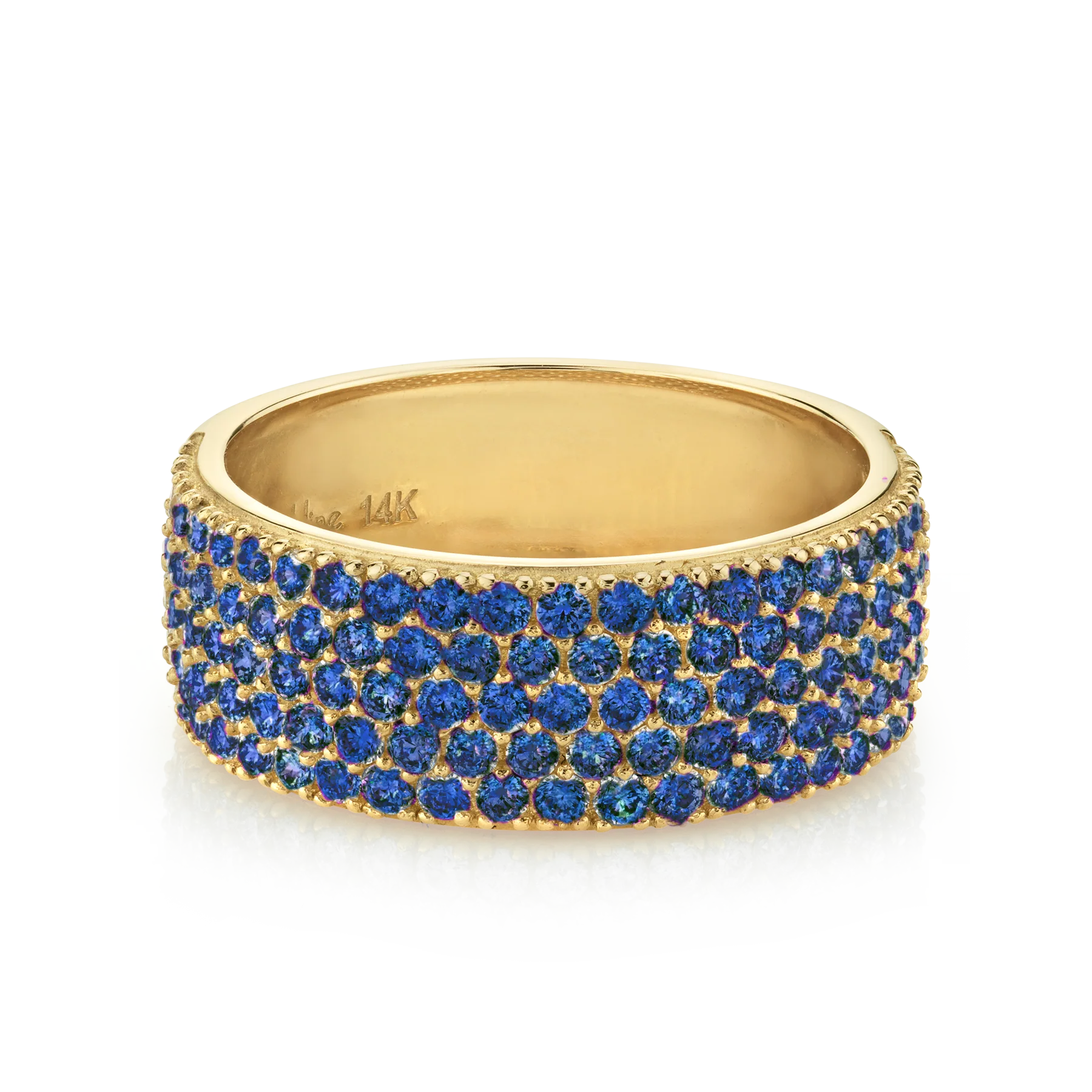 Medium Cigar Band - Blue Sapphire / 14k Yellow Gold