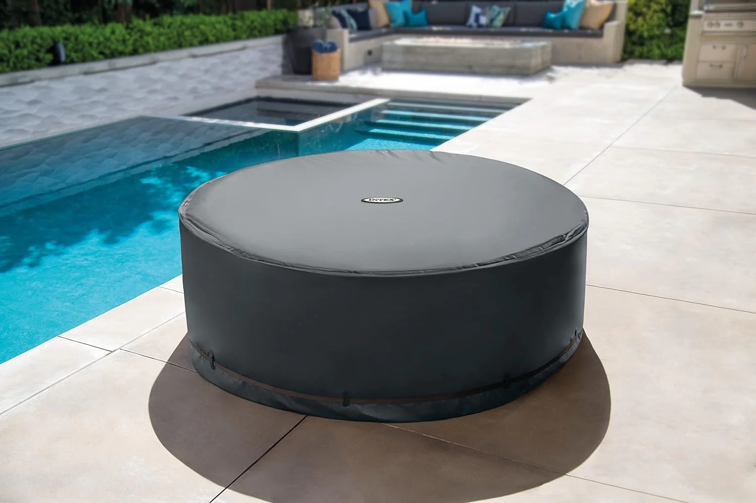 Bubble Massage Inflatable Hot Tub Spa Set, with 120 Jets, Push Button Control Panel, and Spa Cover