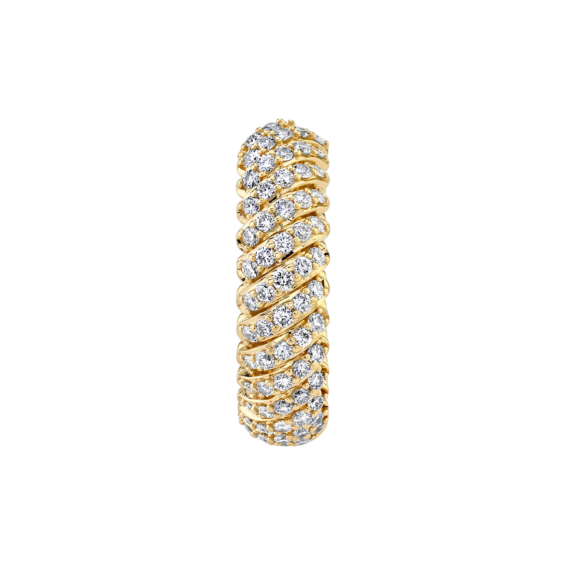Large Spiral Huggie - White Diamond / 14k Yellow Gold