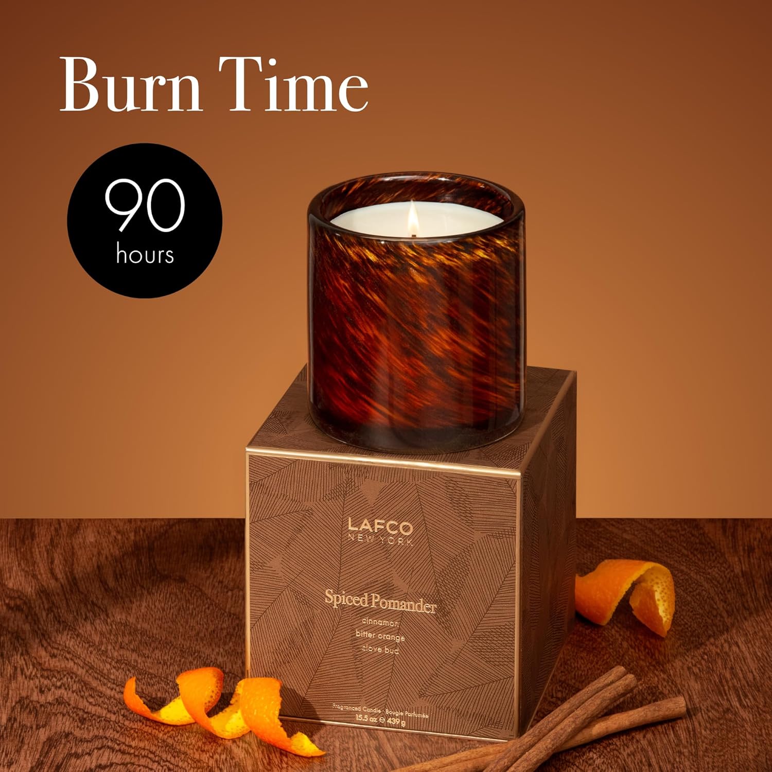 Holiday Candle, 15.5 oz - 90-Hour Burn Time - Reusable, Hand Blown Glass Vessel - Made in The USA