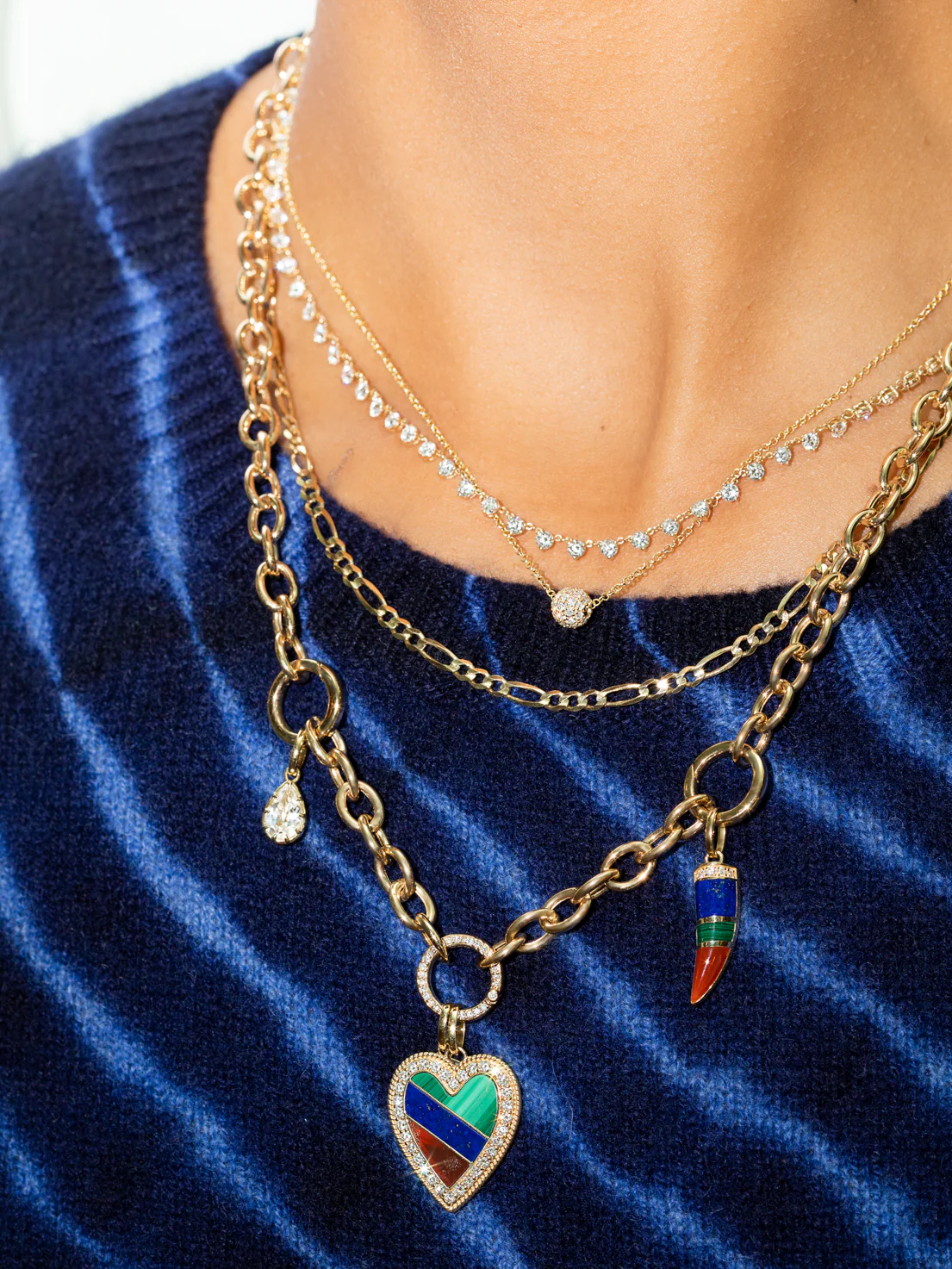 Pav��| Sphere Necklace - White Diamond / 14k Yellow Gold