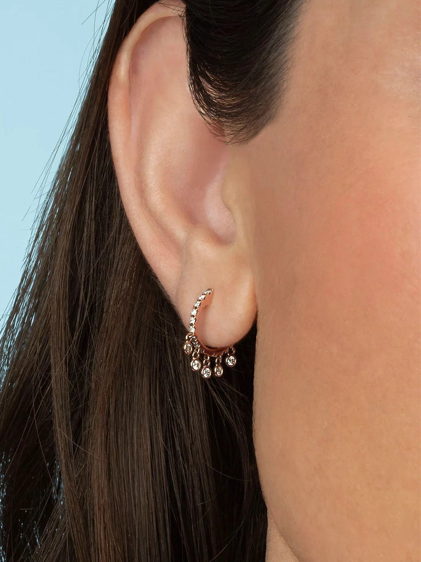 The Chandelier Huggie -?White Diamond / 14k Rose Gold