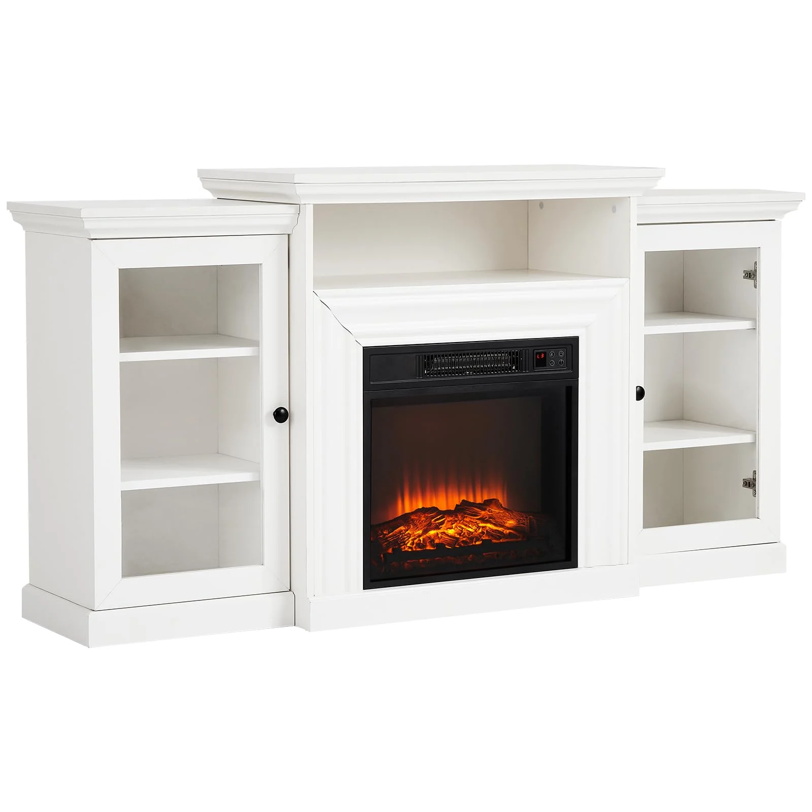 Garvee 18'' Built-In Fireplace with 60'' Entertainment Center Remote Controlled Fireplace 3-speed Flame Brightness 0.5h-6h Timing 1400W Powerful Heater 62℉-82℉ Adjustable Warming Unit