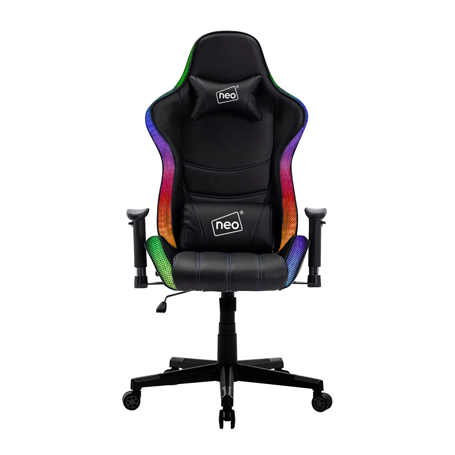 Neo Gaming Chair Black Leather with LED Lights