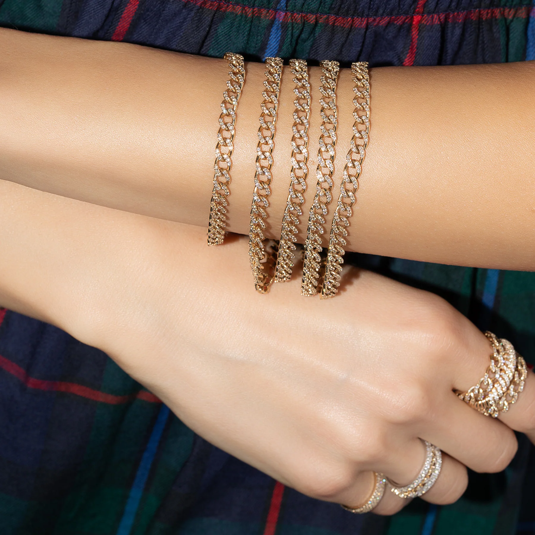 Perfect Curb Link Bracelet - White Diamond / 14k Yellow Gold