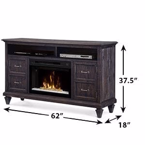 Solomon Electric Fireplace Media Console w/ Glass in Weathered Grey