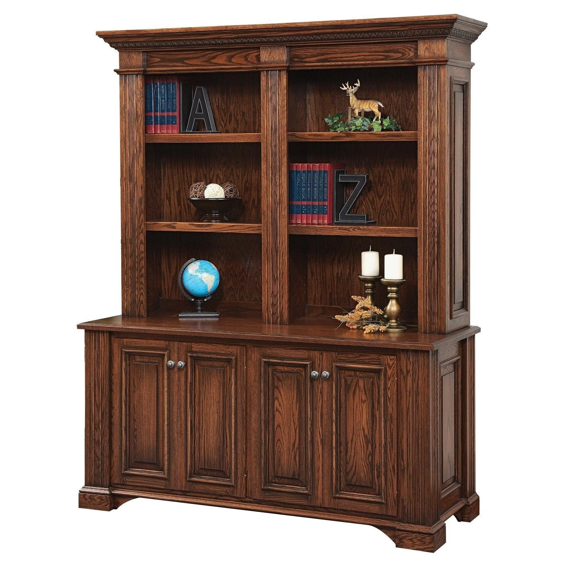 Amish Lincoln Double Door Credenza Bookcase