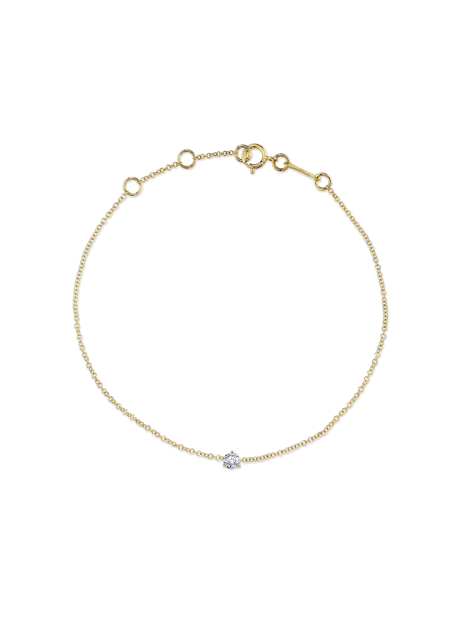 Solitaire Chain Bracelet - White Diamond / 14k Yellow Gold