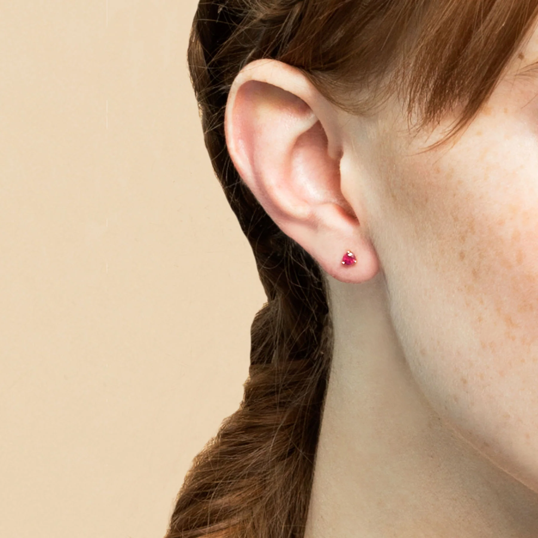 Round Stud #2 - Ruby / 14k Rose Gold