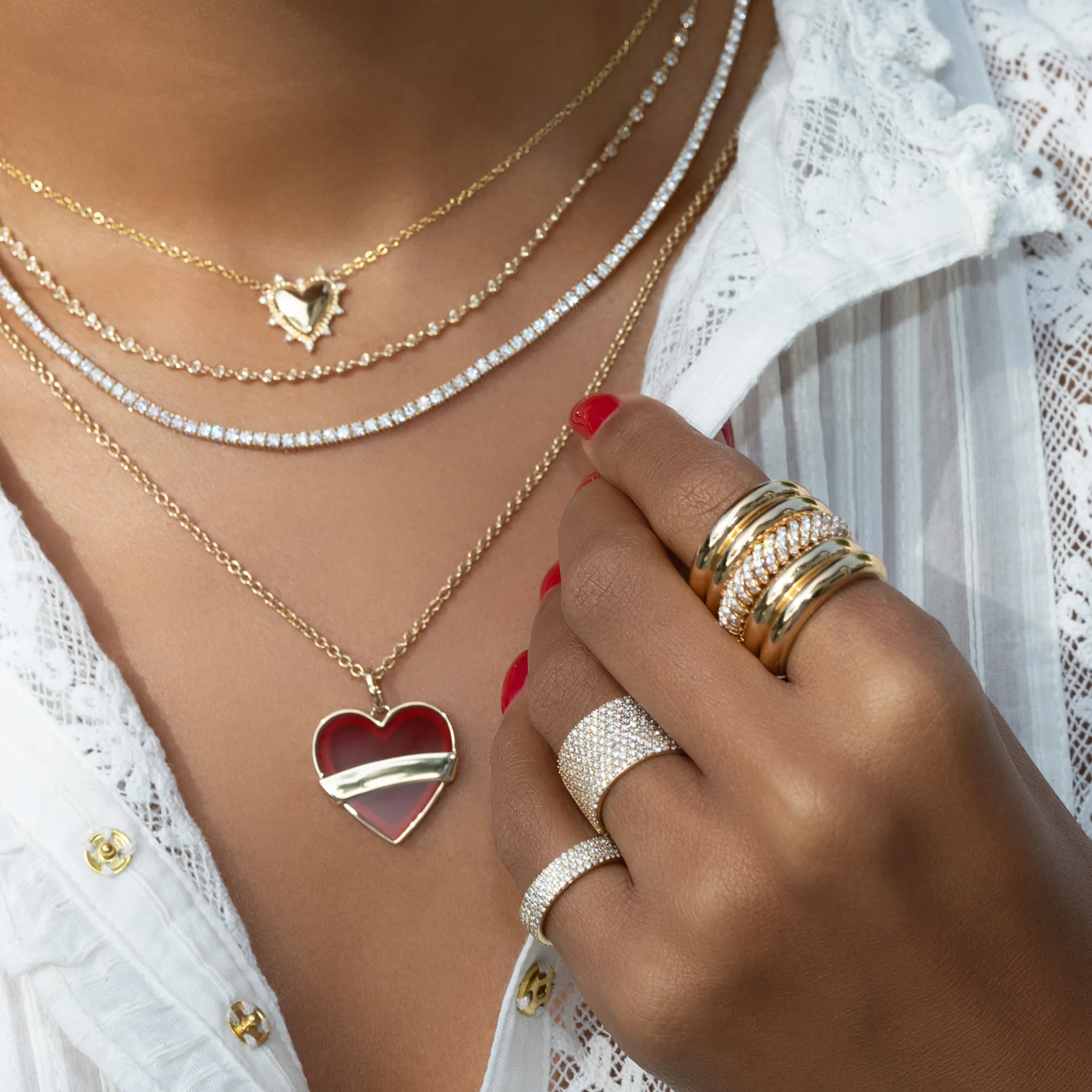 Tattoo Heart Pendant - Carnelian / 14k Yellow Gold