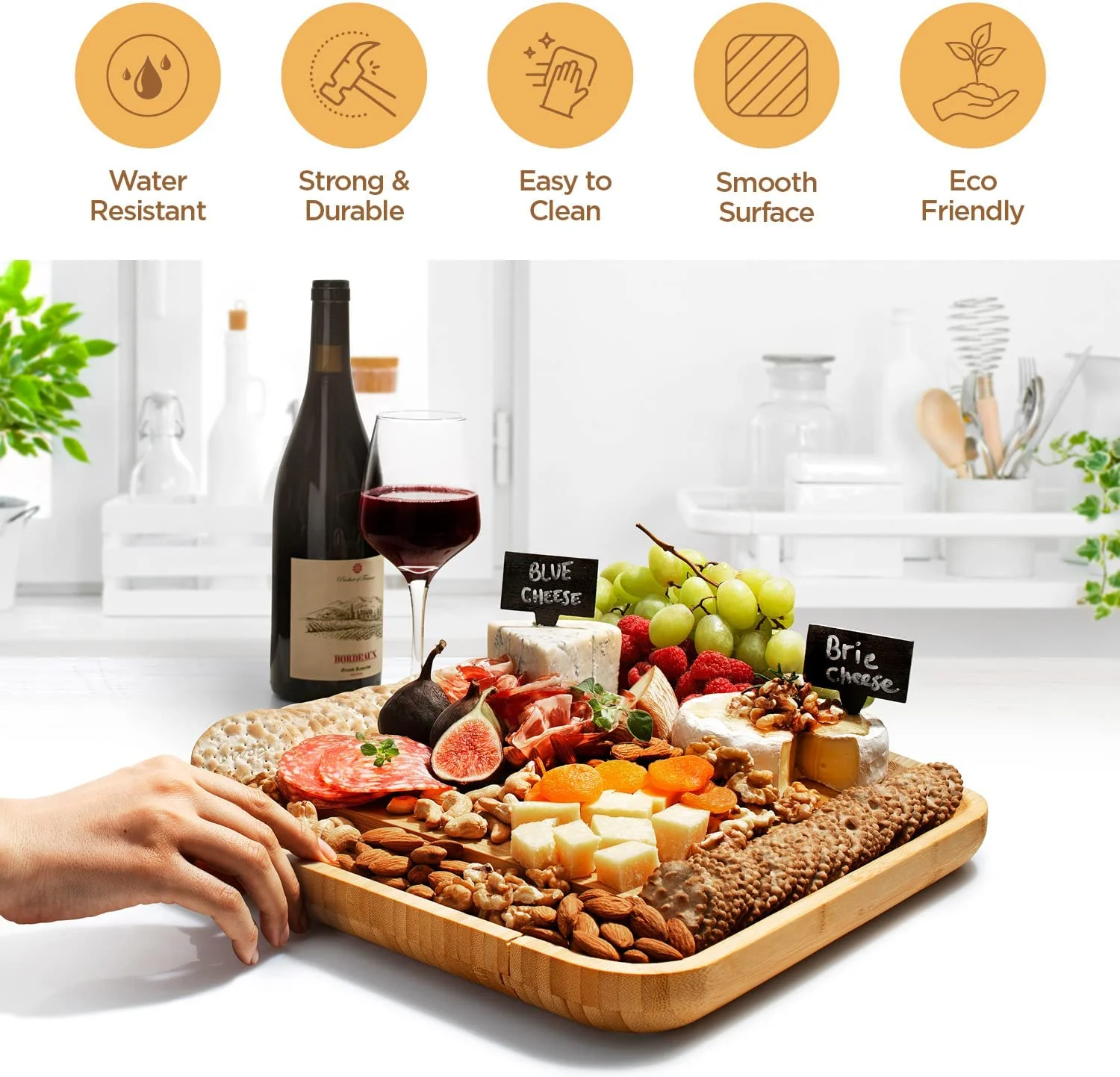 Cheese Board and Knife Set - Premium Bamboo Wood Charcuterie Board Set