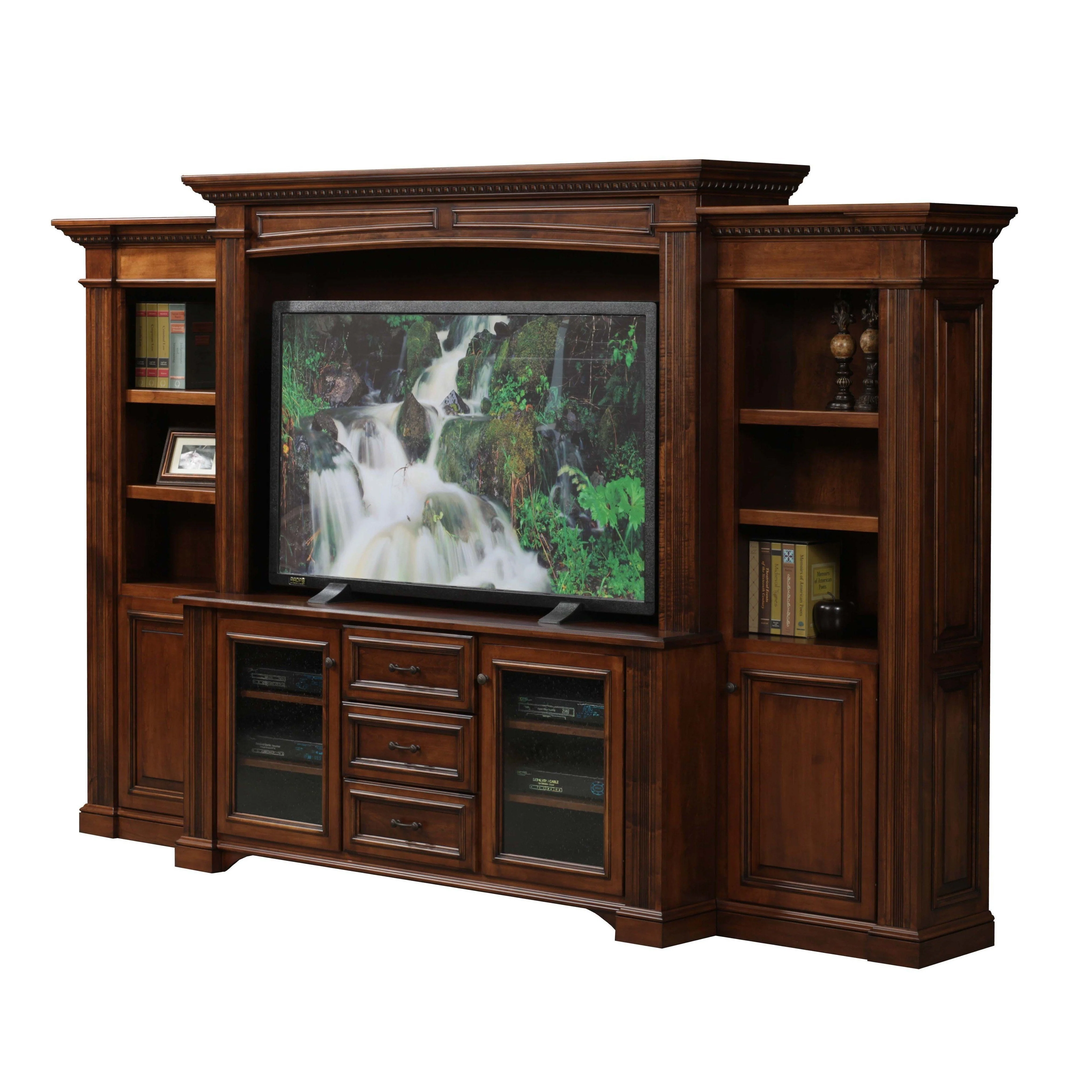 Amish Lincoln Media Center with Bookcases