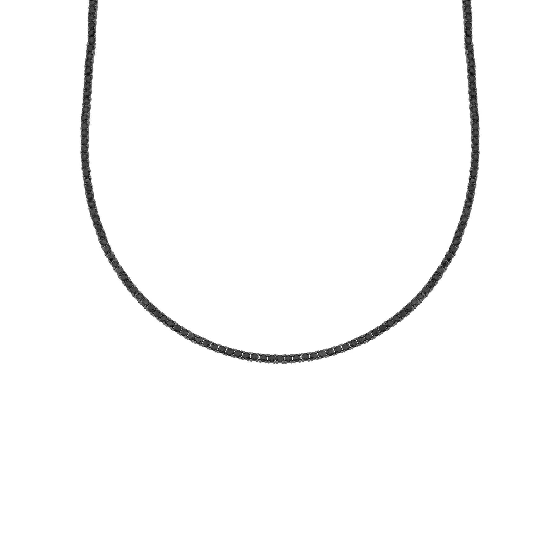 Perfect Collar Tennis Necklace - Black Diamond / 14k Black Gold
