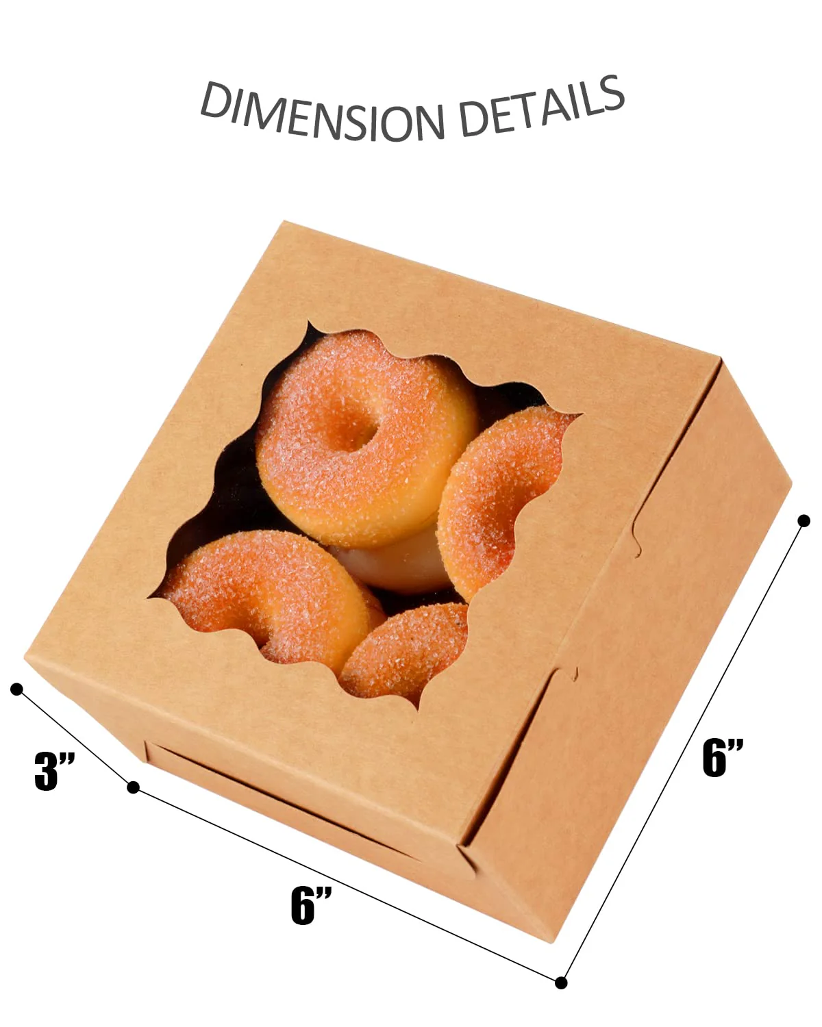 Cookie Boxes With Window, 60packs 6x6x3