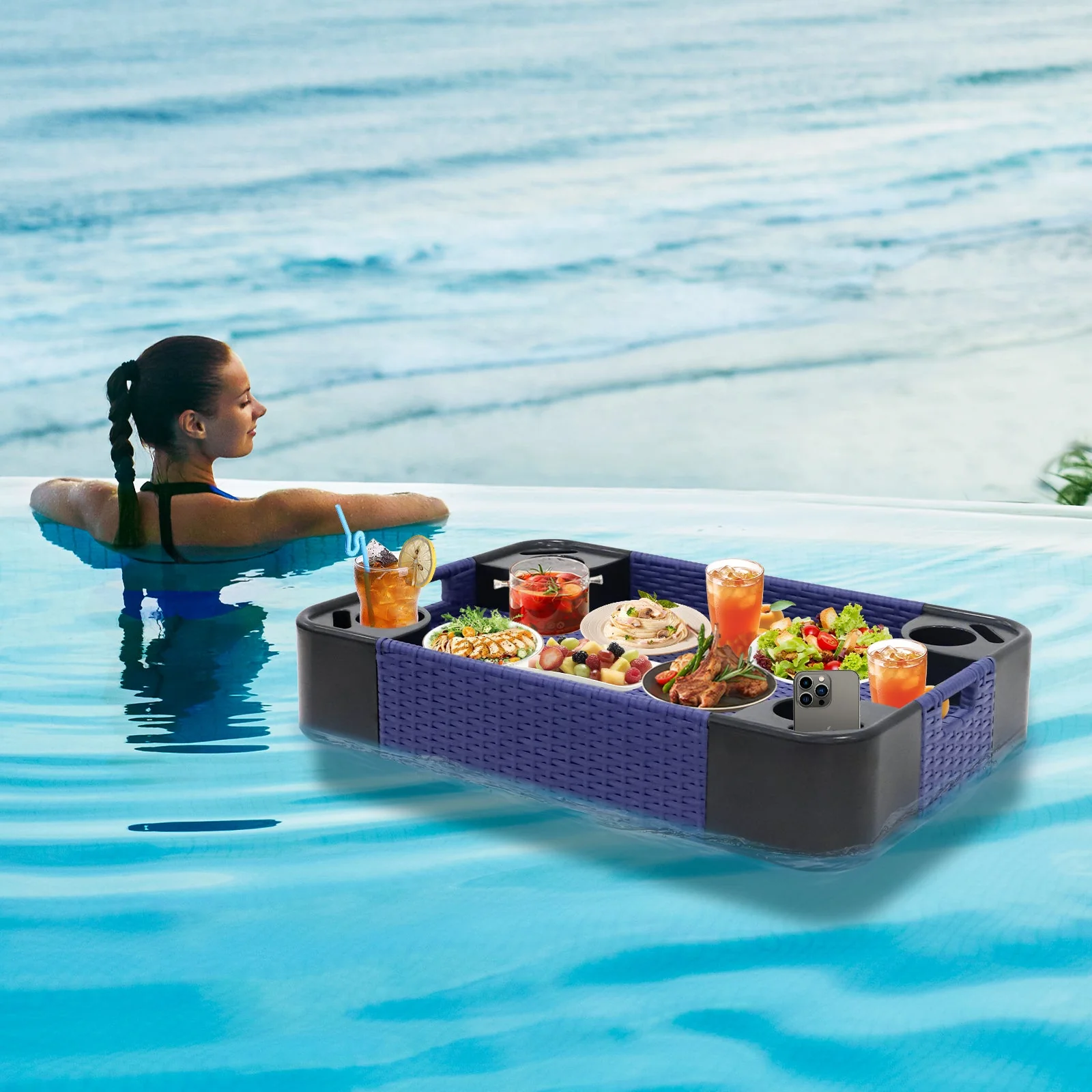 24”x24” Square/35”x24” Rectangular Floating Tray for Pool and Hot Tub