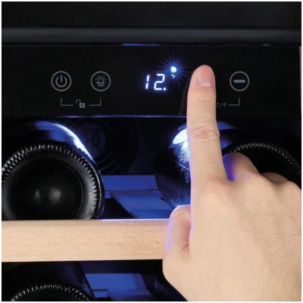 Amica Freestanding 30cm 19 Bottle Black Wine Cooler | AWC300BL