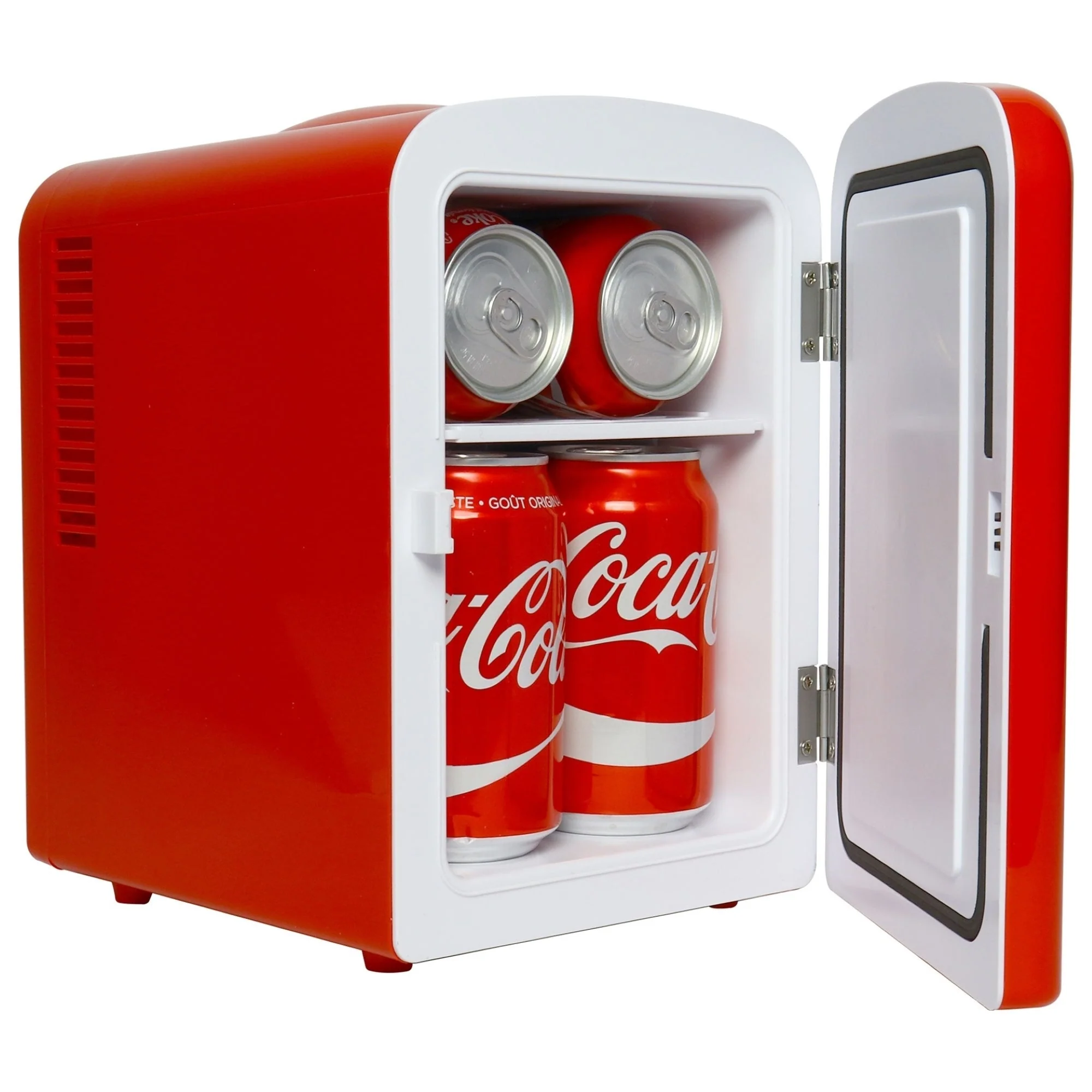 Coca-Cola Polar Bear 4L Cooler/Warmer w/ 12V DC and 110V AC Cords, 6 Can Portable Mini Fridge, Personal Travel Refrigerator for Snacks Lunch Drinks Cosmetics, Desk Home Office Dorm, Red