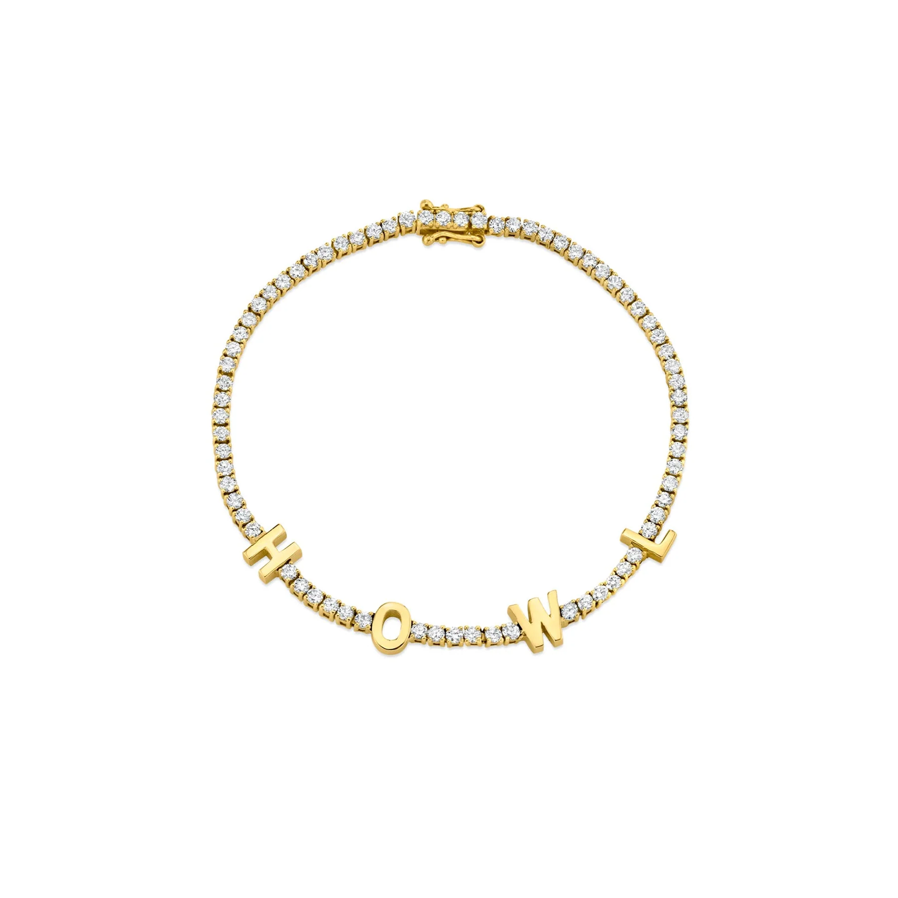 The Perfect Personalized Tennis Bracelet - White Diamond / 14k Yellow Gold