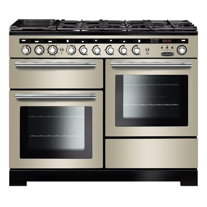 Rangemaster Encore Deluxe 110cm Dual Fuel Range Cooker | Ivory/Chrome | EDL110DFFIV/C