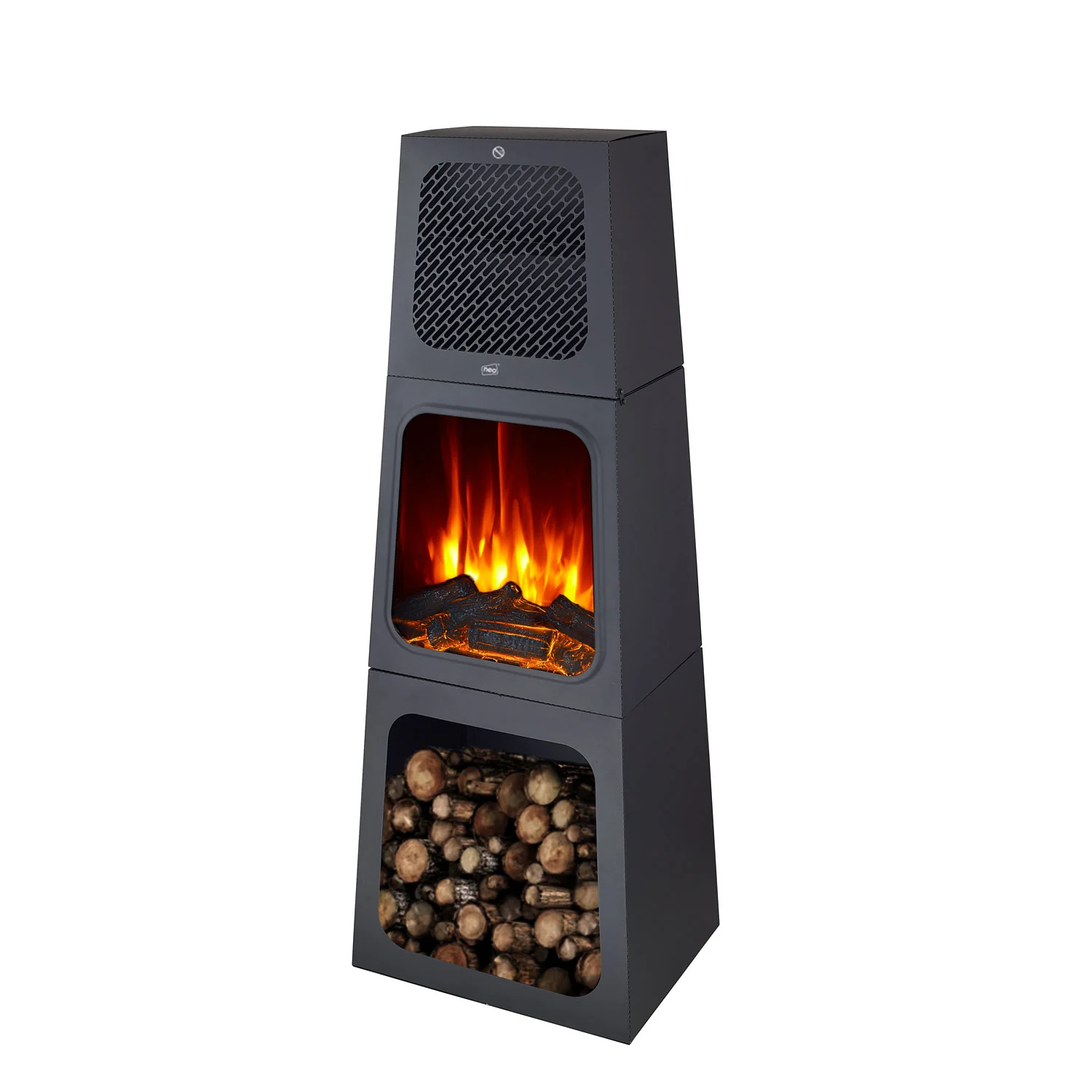Neo Electric Heater Fireplace Modern Pyramid Free Standing