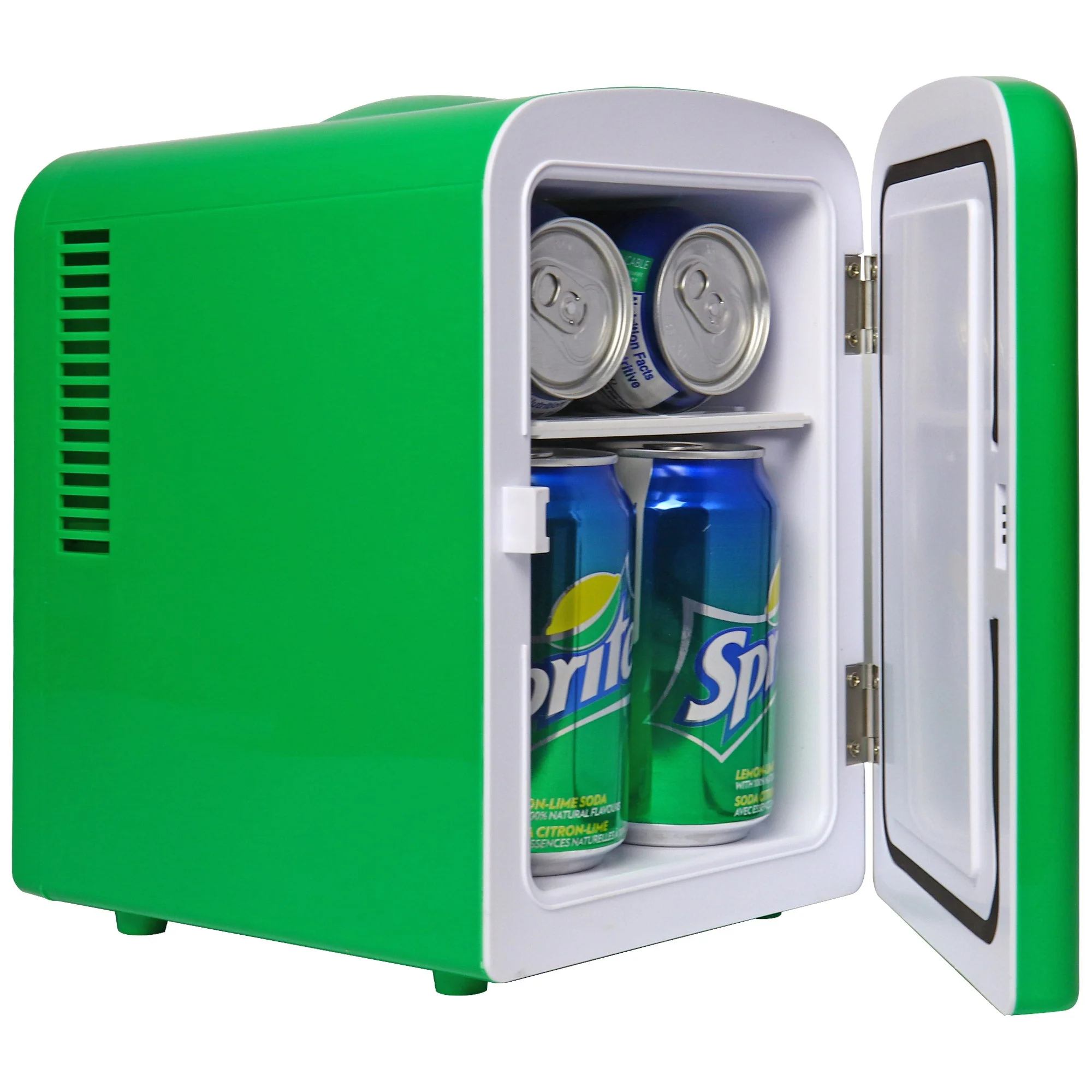 Coca-Cola Sprite 4L Cooler/Warmer w/ 12V DC and 110V AC Cords, 6 Can Portable Mini Fridge, Personal Travel Refrigerator for Snacks Lunch Drinks Cosmetics, Desk Home Office Dorm, Green