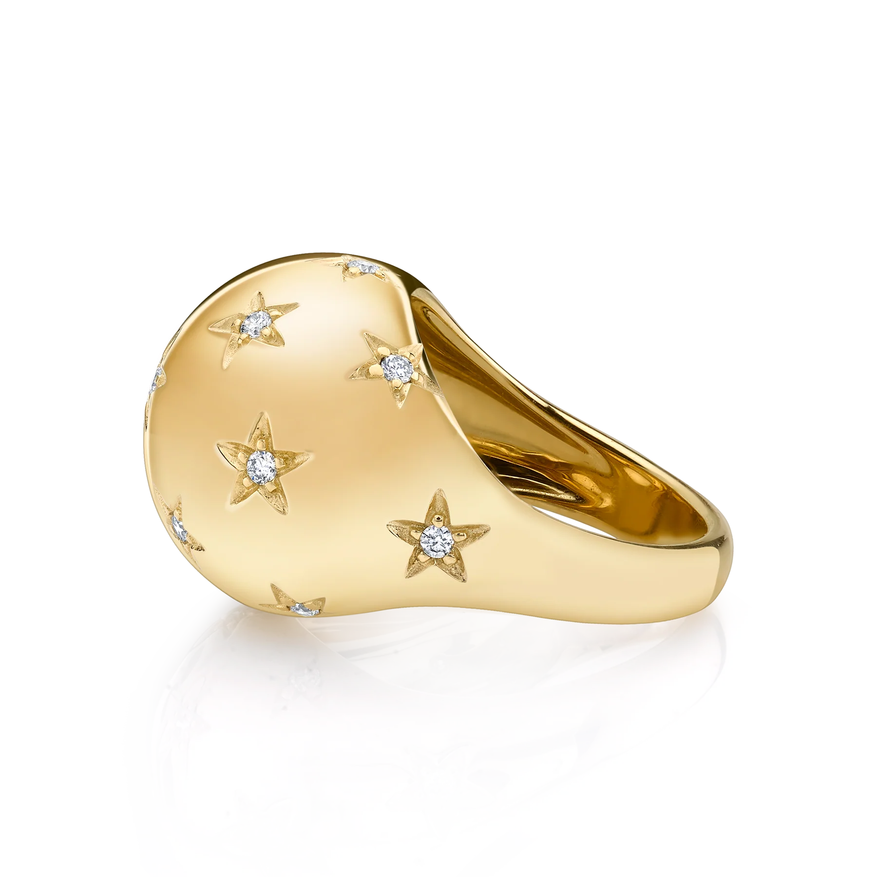Star Bombe Ring - White Diamond / 14k Yellow Gold
