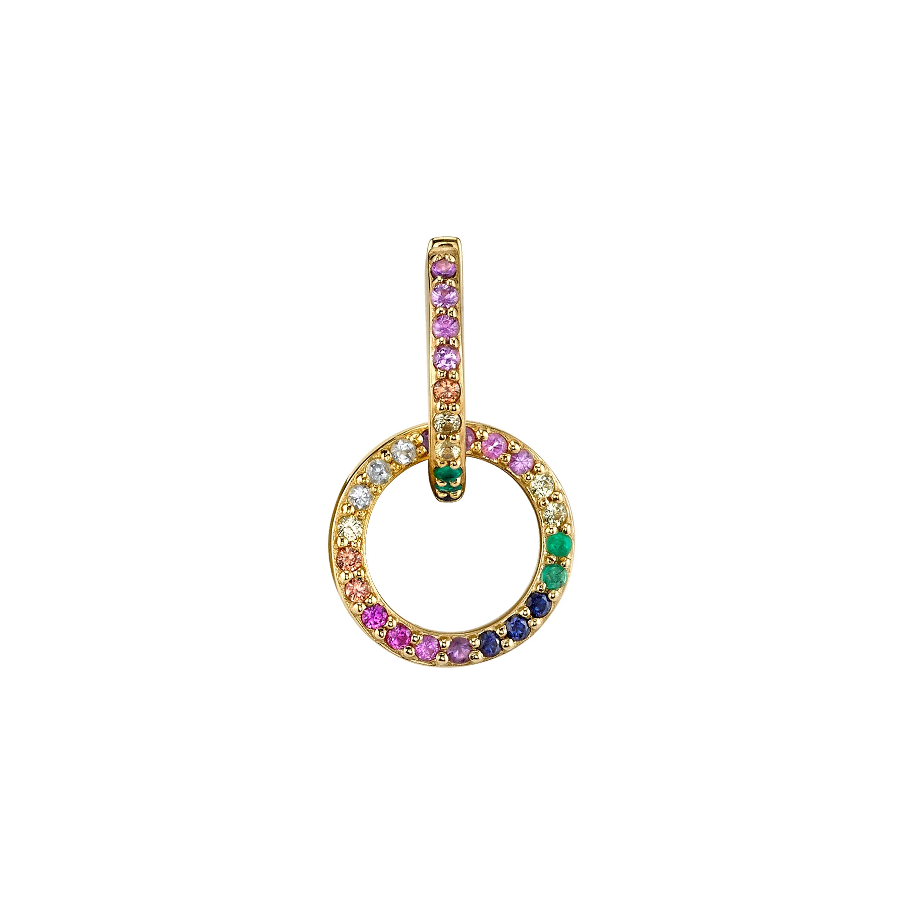 Double Hoop Earring - Rainbow / 14k Yellow Gold