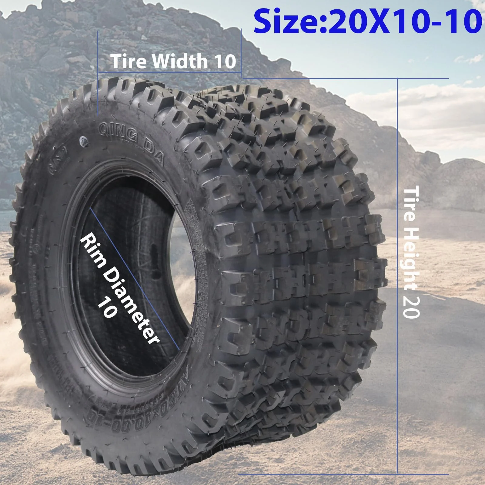 Garvee 2 Pack 20x10-10 ATV Tires All-Terrain 4 Ply Durable Rubber Tubeless Off-Road Sand Mud ATV UTV Trail