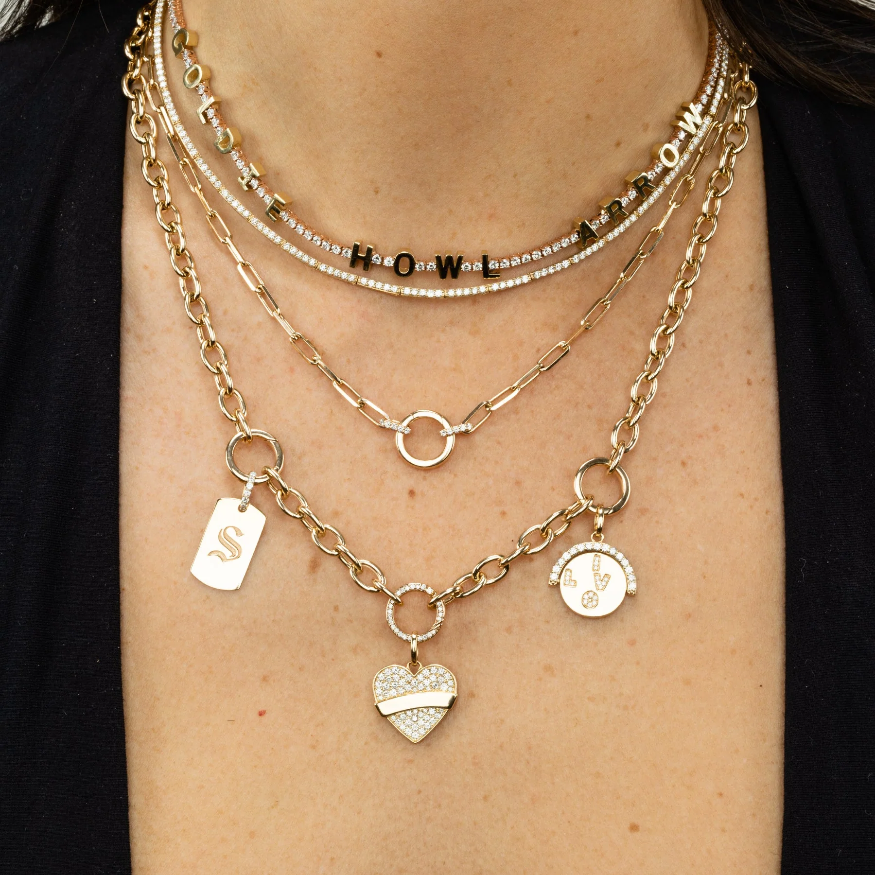 Perfect Personalized Collar Tennis Necklace - White Diamond / 14k Rose Gold