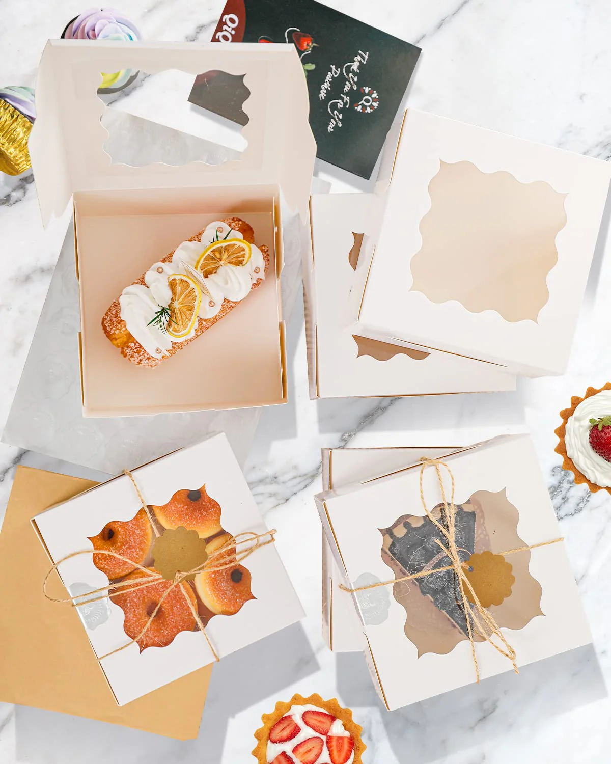 Cookie Boxes With Window, 60packs 6x6x3