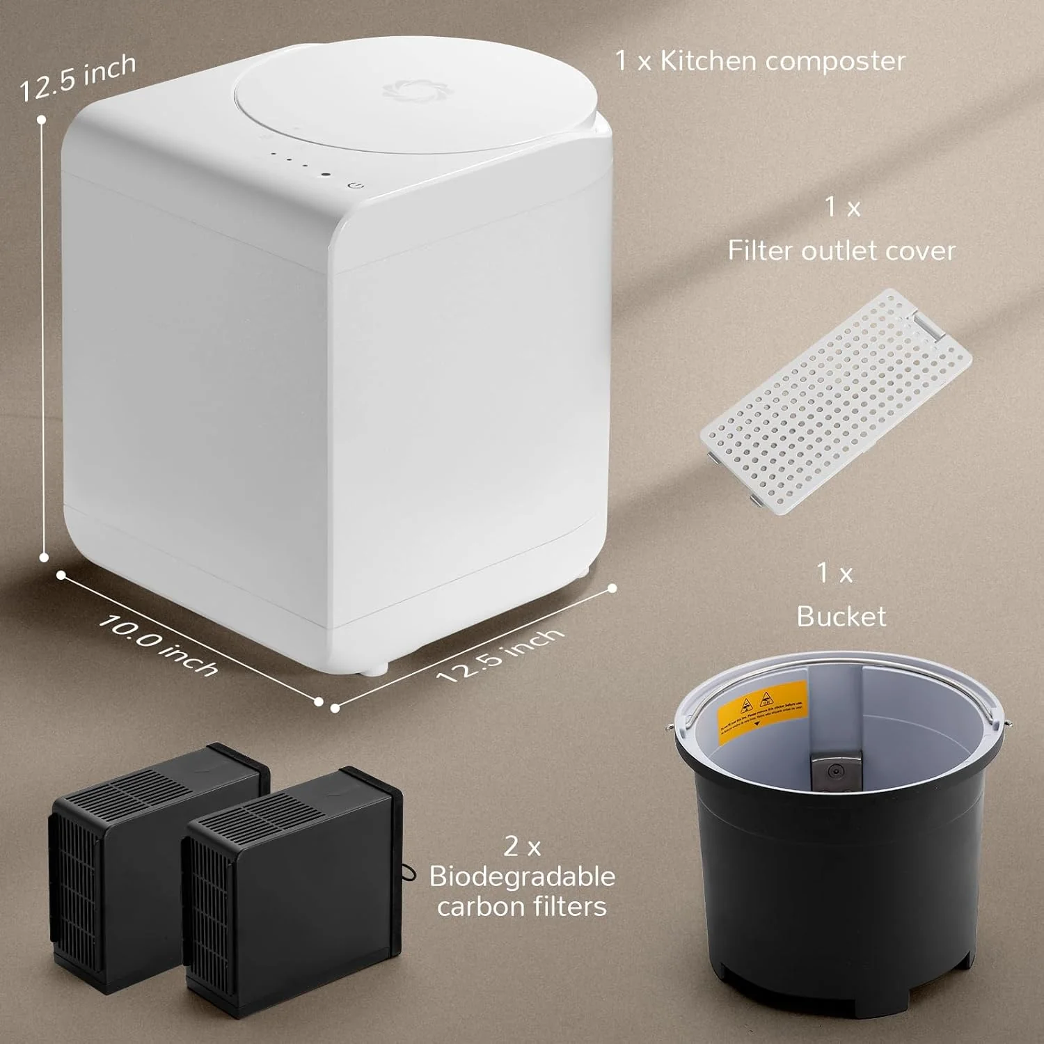 Electric Kitchen Composter, 2.5L Capacity, Turn Food Waste and Scraps into Dry Compost