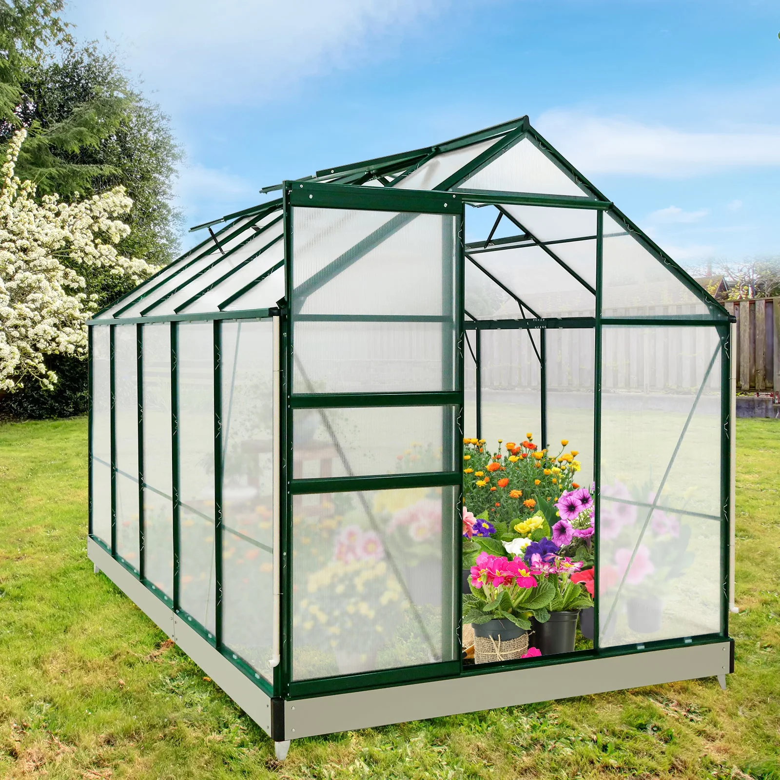10x6x7 Polycarbonate and Aluminum Walk-in Greenhouse