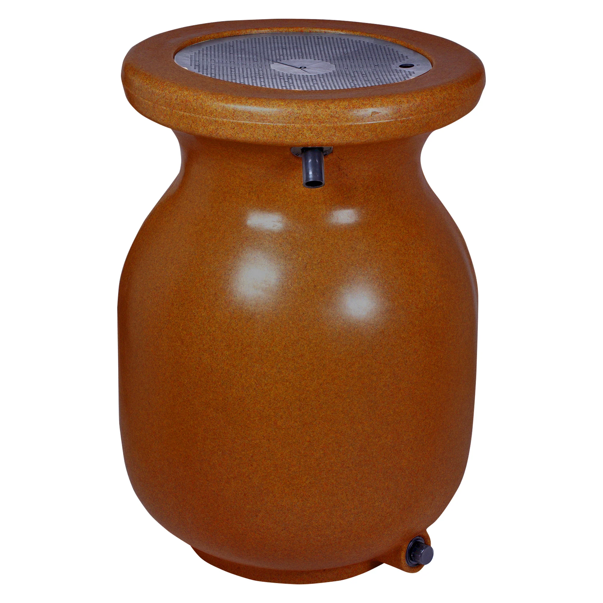 Koolscapes 50 Gallon Rain Barrel | Sandstone-Look Rainwater Collection Urn | Outdoor Water Catcher & Storage | Sustainable Watering For Lawn Plants & Gardens | Brass Spigot | Recycled Plastic | Brown