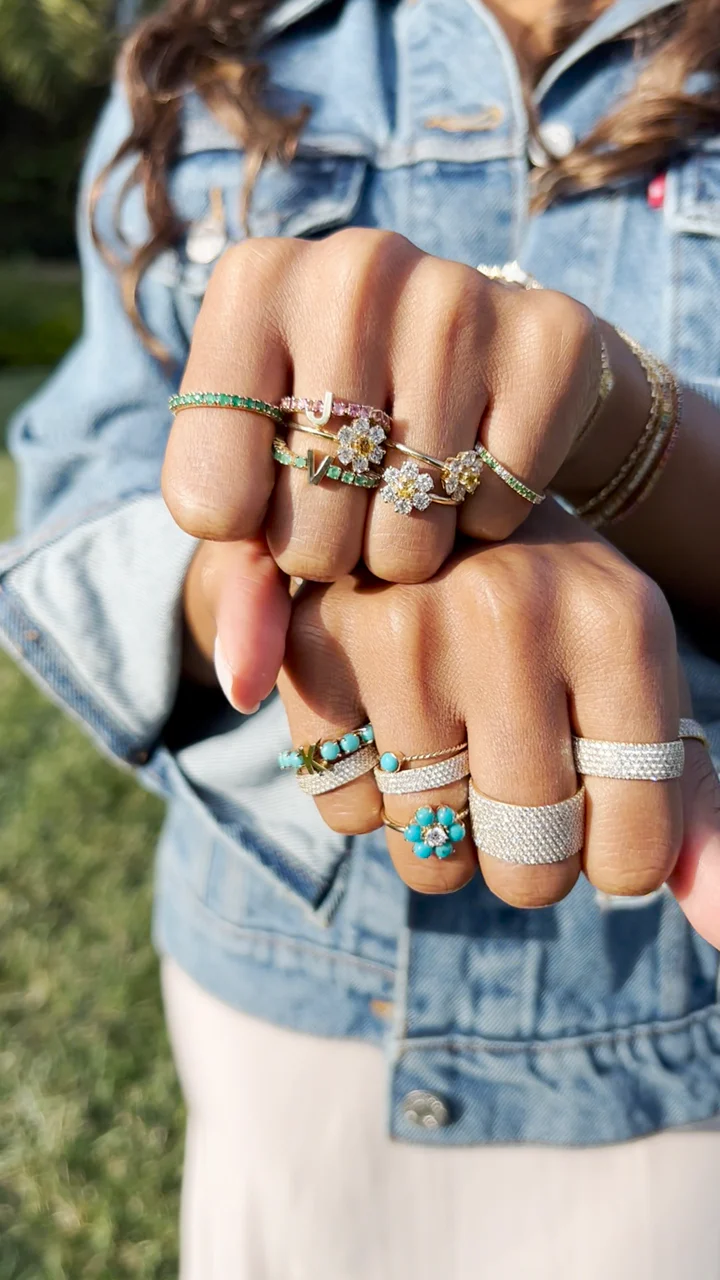 Personalized Tennis Ring - Pink Sapphire / 14k Yellow Gold