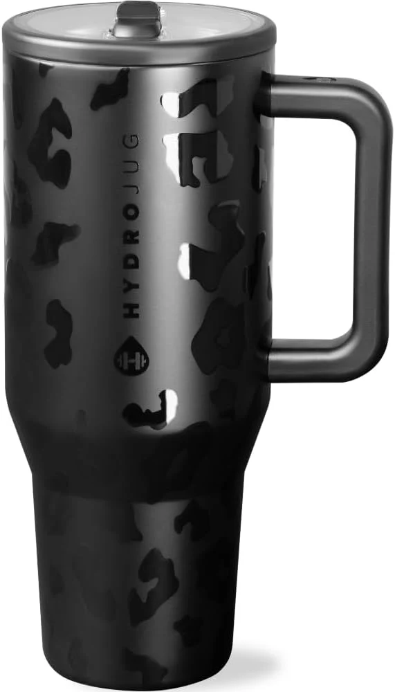 40 oz Water Bottle with Handle & Flip Straw - Fits in Cup Holder, Leak Resistant Tumbler-Reusable Insulated Stainless Steel & Rubber Base