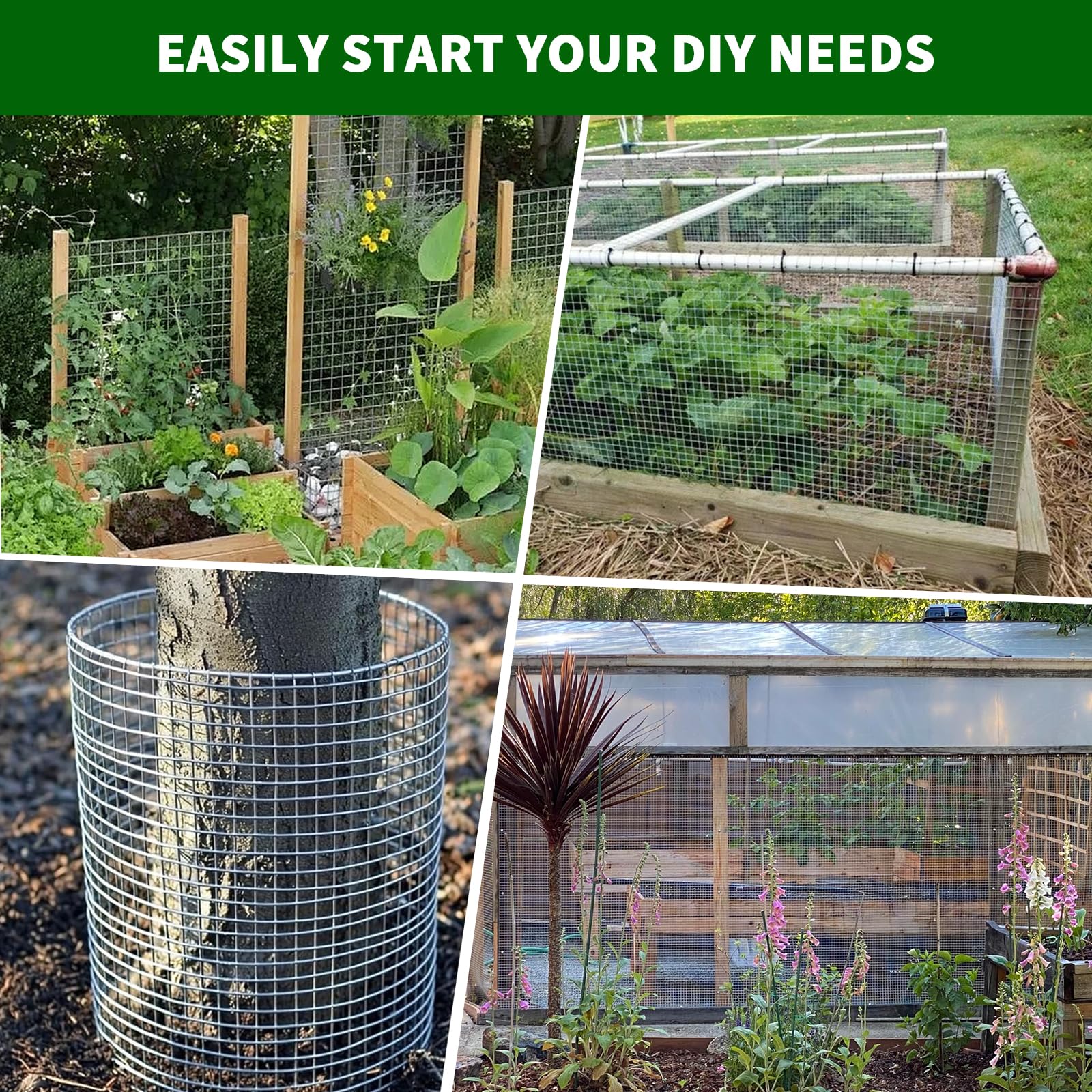 Garvee 19 Gauge Hardware Cloth 1/2 Inch Mesh 48INx100FT - Heavy-Duty Galvanized Steel, Rust-Resistant, Flexible DIY, Garden & Poultry Protection